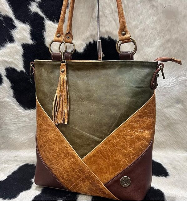 Cartera de Cuero, con Asas Cortas y Larga